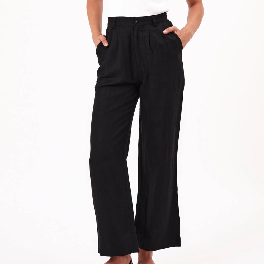 Linen Trousers high-waisted black